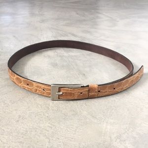 Vintage Croc Embossed Thin Leather Belt